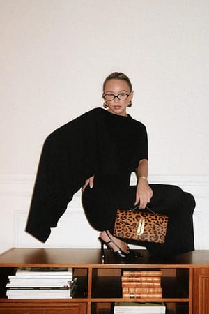 Black Knitted Poncho Midi Dress