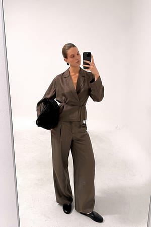 Brown Wijde broek met trekkoord