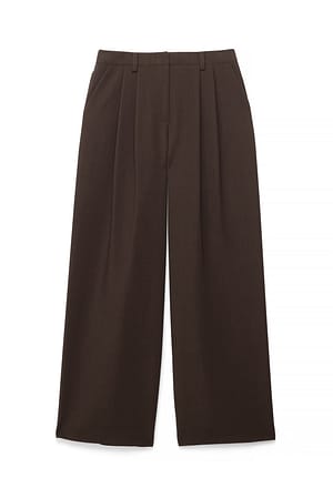 Brown Melange Wijde hoge taille melange pantalon