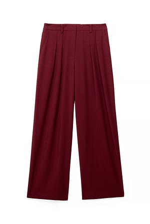 Wine Red Wijde kostuumbroek met hoge taille