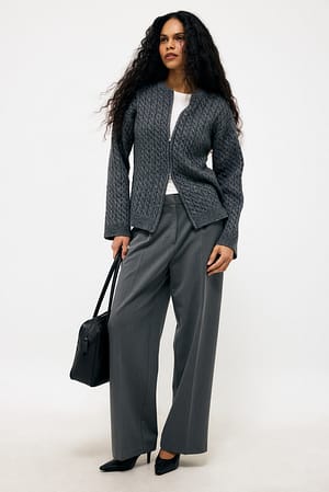 Grey Weit geschnittene Anzughose mit hoher Taille