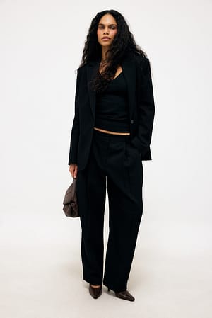 Black Wide High Waist Twill Pants