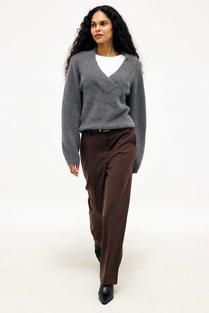 Brown Hose mit weitem Bein und mittlerer Taille