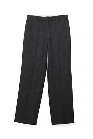 Dark Grey Wide Leg Mid Waist Pants