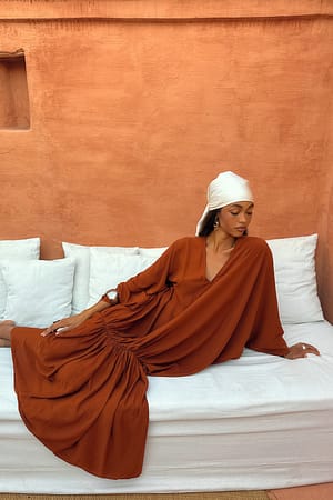 Dark Rust Wide Sleeve Maxi Dress