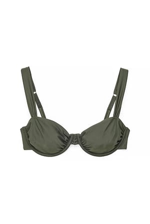 Dark Green Gedrapeerde bikinitop met brede band