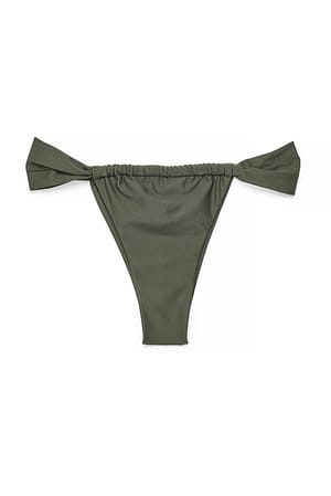 Dark Green Draperet bikinitrusse med vidde stropper