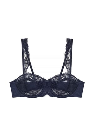 Dark Blue Soutien-gorge balconnet en dentelle à larges bretelles