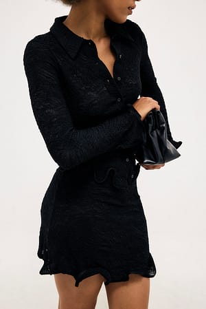 Black Draad Hem Mini Rok