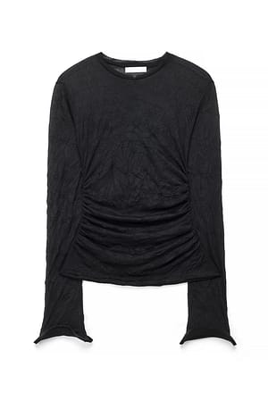 Black Jersey-Oberteil mit Bügelärmeln