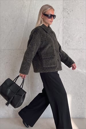 Brown Wool Blend Brushed Jacket