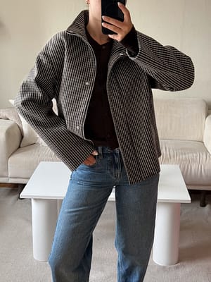 Check Veste à col montant en mélange de laine à carreaux