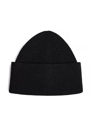 Black Gorro de punto de mezcla de lana
