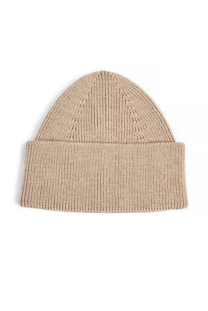 Beige Gorro de punto de mezcla de lana