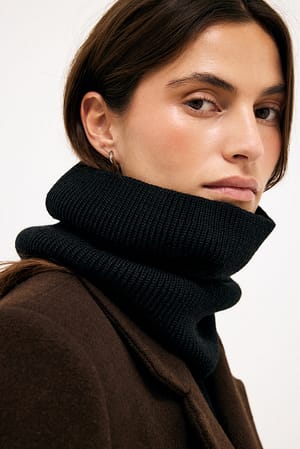Black Wool Blend Tube Scarf