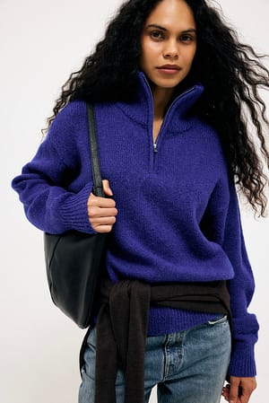 Blue Wollen mix trui met rits