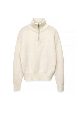 Offwhite Pull à fermeture éclair en mélange de laine