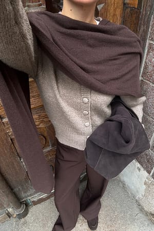 Brown Wool Knitted Scarf