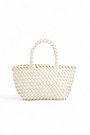 Offwhite Geweven leren handtas