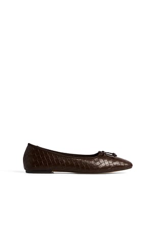 Dark Brown Woven Ballerinas