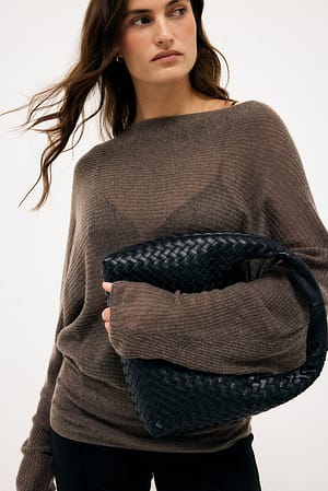 Black Gewebte Handtasche