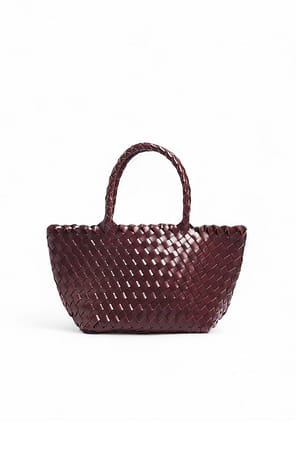 Burgundy Woven Leather Handbag