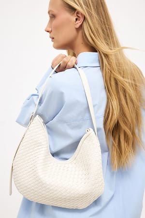 Offwhite Sac à main rond tissé