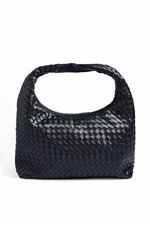 Black Woven Rounded Tote Bag