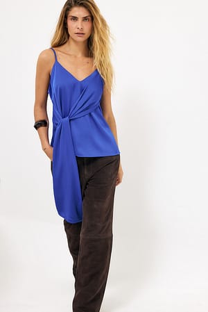 Cobalt Wrap Tie Strap Top