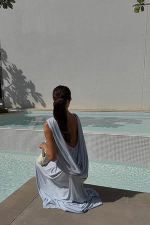 Blue drapierter Maxi-Dress
