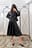 Faux Leather Insert Midi Skirt