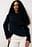 Folded Sleeve Ribbed Knitted Sweater