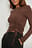 Ribbed Drawstring Top Brown | NA-KD