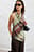 Top asimétrico de raso drapeado con cuello halter