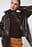 Sleeve Detail Shiny Faux Leather Jacket