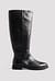 Flat Knee High Leather Boots Black | NA-KD