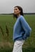 Light Blue Knit Woolen Oversized Long Sleeve Pullover Sweater main image 0