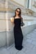 Black Maxikleid mit verdrehten Trägern und offenem Rücken