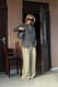Khaki Beige Weite Anzughose mit hoher Taille