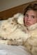 Sand kurze Jacke aus Kunstfell