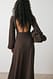 Zebra Brown Maxikleid mit Ballonärmeln und offenem Rücken