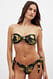 Black/Gold Pattern Bikini-Höschen mit großem Knoten und V-Cut