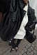 Dark Grey Oversize-Wollpullover mit Zopfmuster