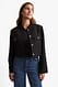 Black Crop-Blazer mit goldenem Knopf