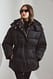 Black gefütterte Jacke mit Kordelzug