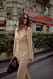 Camel taillierter Blazer mit Rundhalsausschnitt