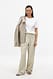 Beige plissierte Hose mit hoher Taille und weitem Bein