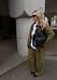 Olive Anzughose mit halbhoher Taille und weitem Bein
