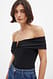 Black Jersey-Body mit tiefem V-Ausschnitt