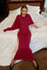 Red Poncho-Midikleid aus Strickstoff